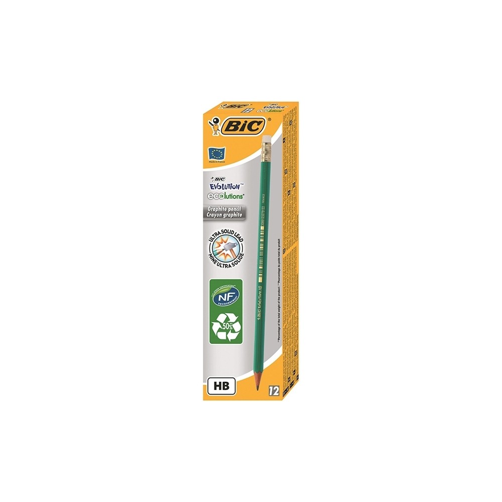Creion HB + radiera Eco Evolution 655 12|cutie - BIC 8803323 13.02521