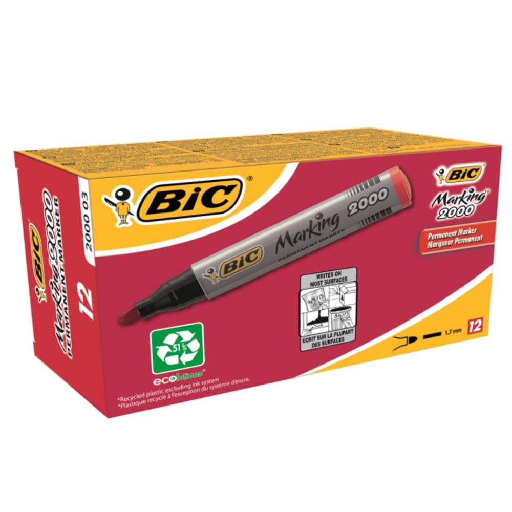 Marker permanent 2000 rosu 12/cutie - BIC 8209133 45.378151