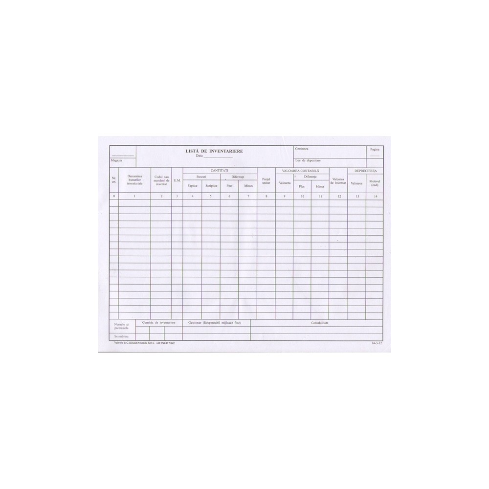 Lista de inventar A4, 100 file, orizontala/verticala 15.12605