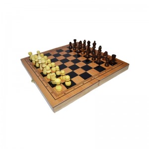Joc 3 in 1: Sah, table, dame! Cutie lemn, 29x15cm A3023 0