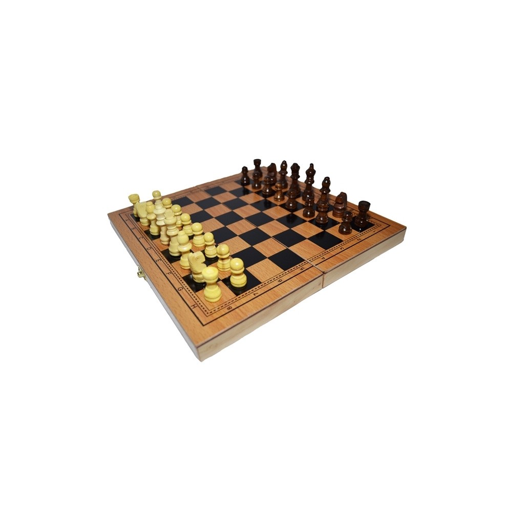 Joc 3 in 1: Sah, table, dame! Cutie lemn, 29x15cm A3023 0