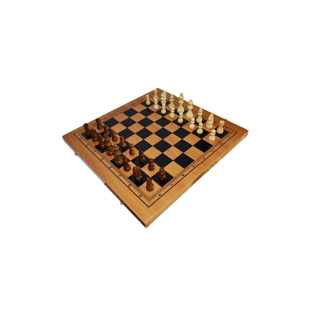 Joc 3 in 1: Sah, table, dame! Cutie lemn, 47x25cm A4832 105.042017