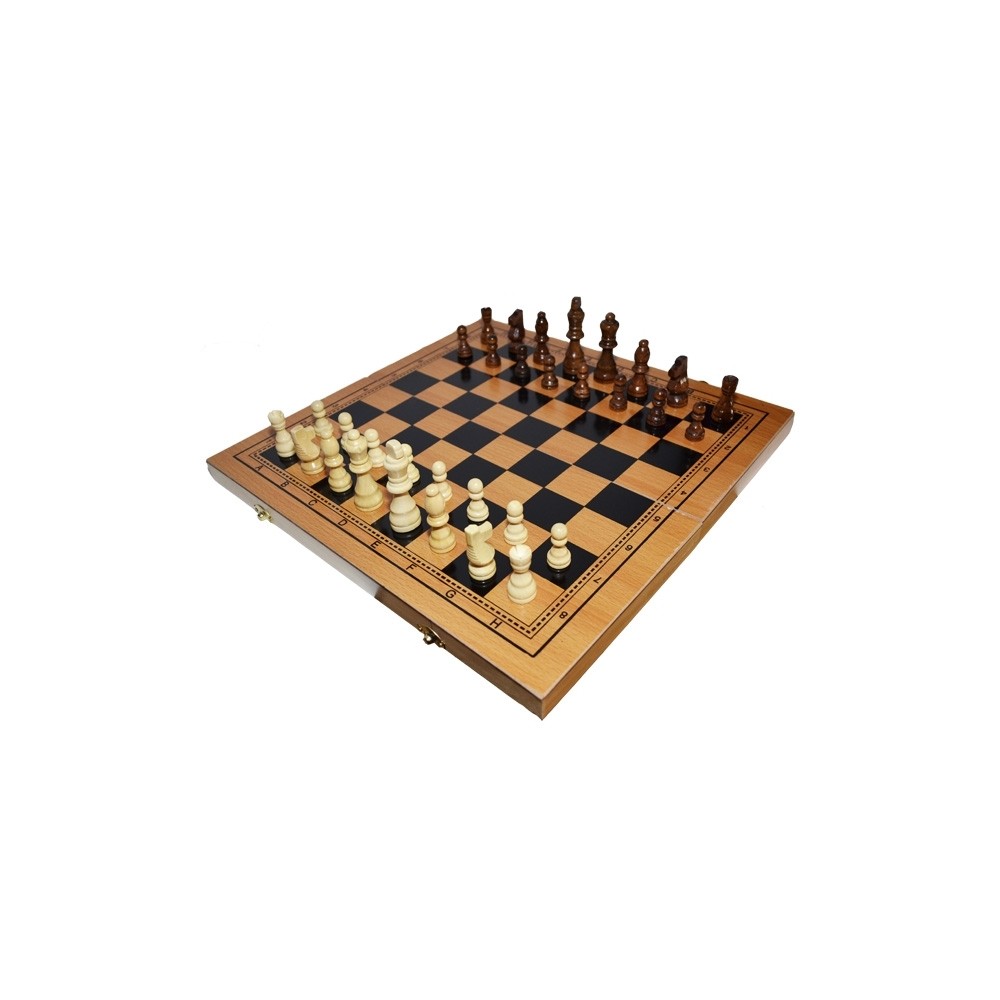 Joc 3 in 1: Sah, table, dame! Cutie lemn, 40x19cm A4028 0