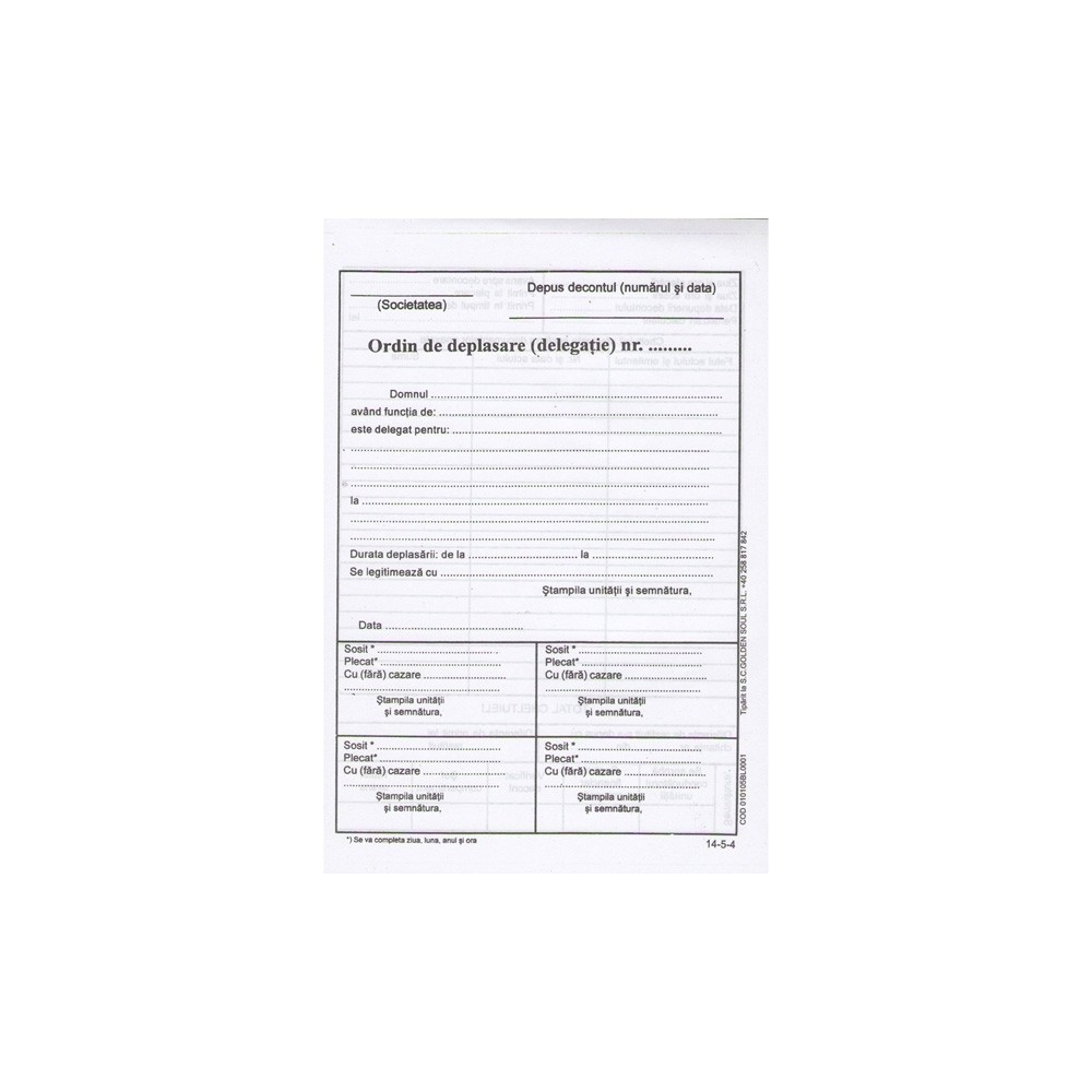 Ordin de deplasare A5, 100 file 1404ZZ166-A1 7.563025