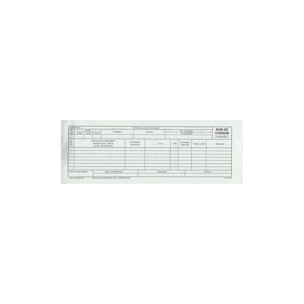 Bon de consum colectiv 1/2 A4, 100 file, autocopiativ, 2 exemplare 1408ZZ458-A1 16.806723