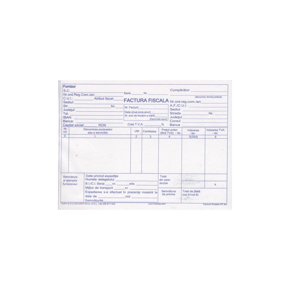 Facturier A5, 100 file, autocopiativ, cu TVA, 3 exemplare 1404ZZ557 16.806723