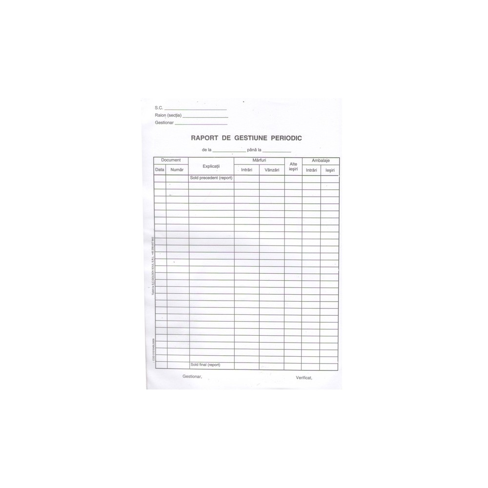 Raport de gestiune periodic A4, 100 file 12.605042