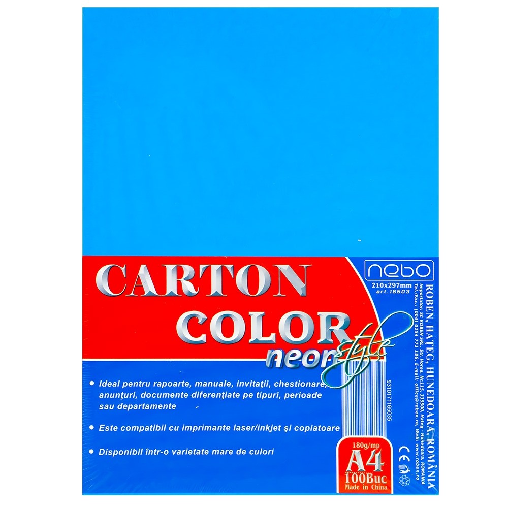 Carton color A4 180g NEON Set 100 - NEBO 42.857143
