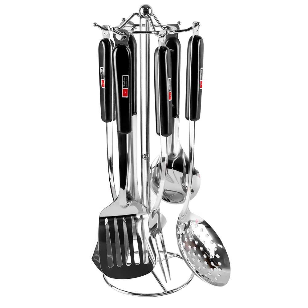 Set - Ustensile bucatarie, din inox + suport, 7 piese 7718-908 84.033613