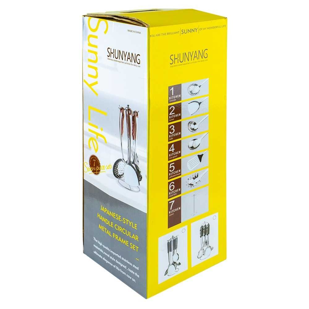 Set - Ustensile bucatarie, din inox + suport, 7 piese 7718-908 84.033613