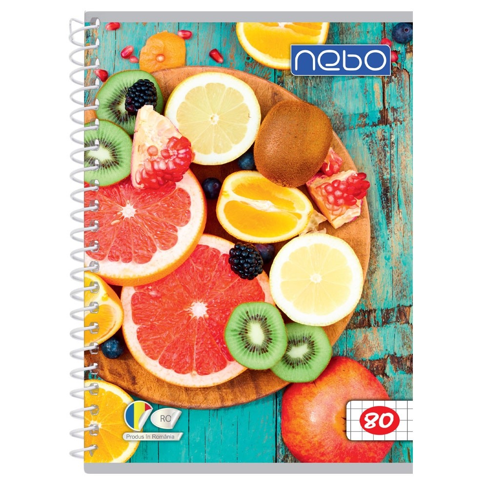 Caiet A5 80 file cu spira AR - NEBO 16556 4.621849