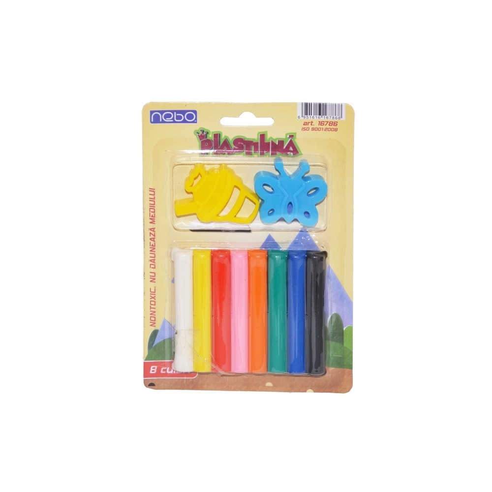 Plastilina 8 culori + forme, pe blister - NEBO 16786 4.201681