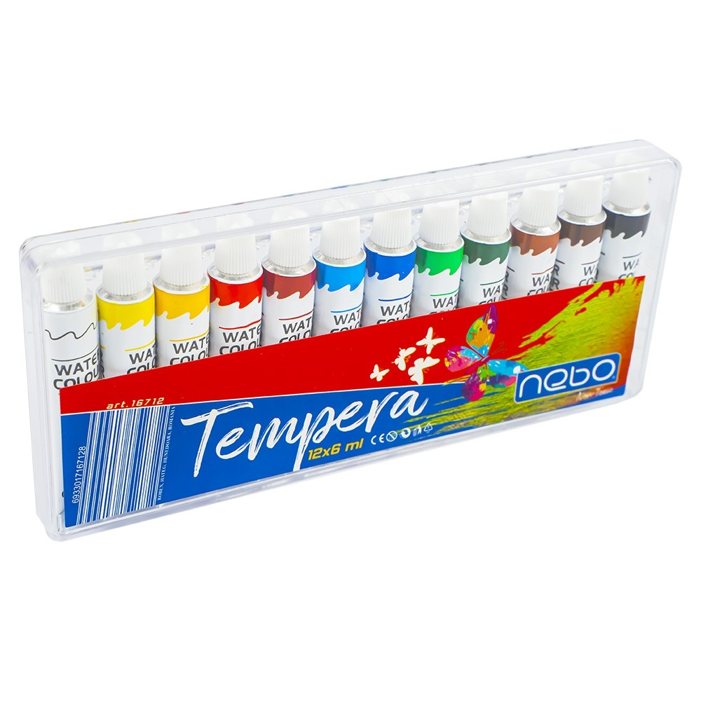 Tempera 6 ml, 12 culori/cutie - NEBO 16712 9.243697