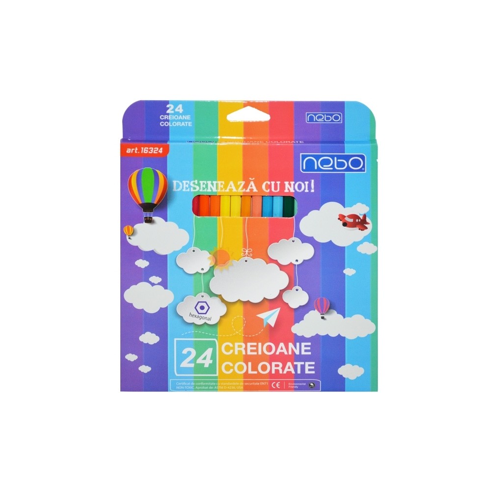 Creioane color Hexagonale Set 24 - NEBO 16324 10.084034