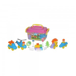 Set cuburi+jucarii, 128pcs/cutie, 37x24x21 cm, POLESIE 56153 92.436975