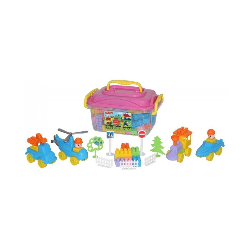 Set cuburi+jucarii, 128pcs/cutie, 37x24x21 cm, POLESIE 56153 92.436975