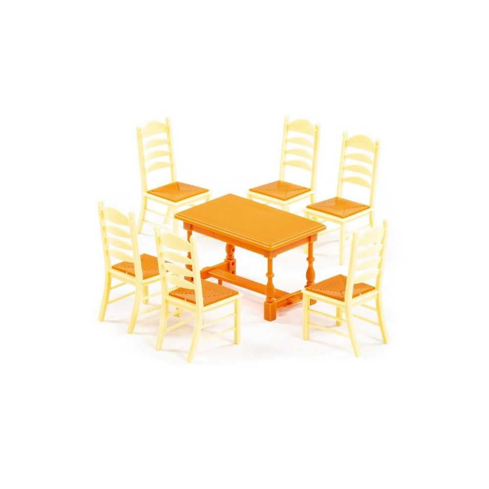 Masa+scaune pentru papusi, 7 piese/set, 21x12x6 cm, Wader 54395 15.12605