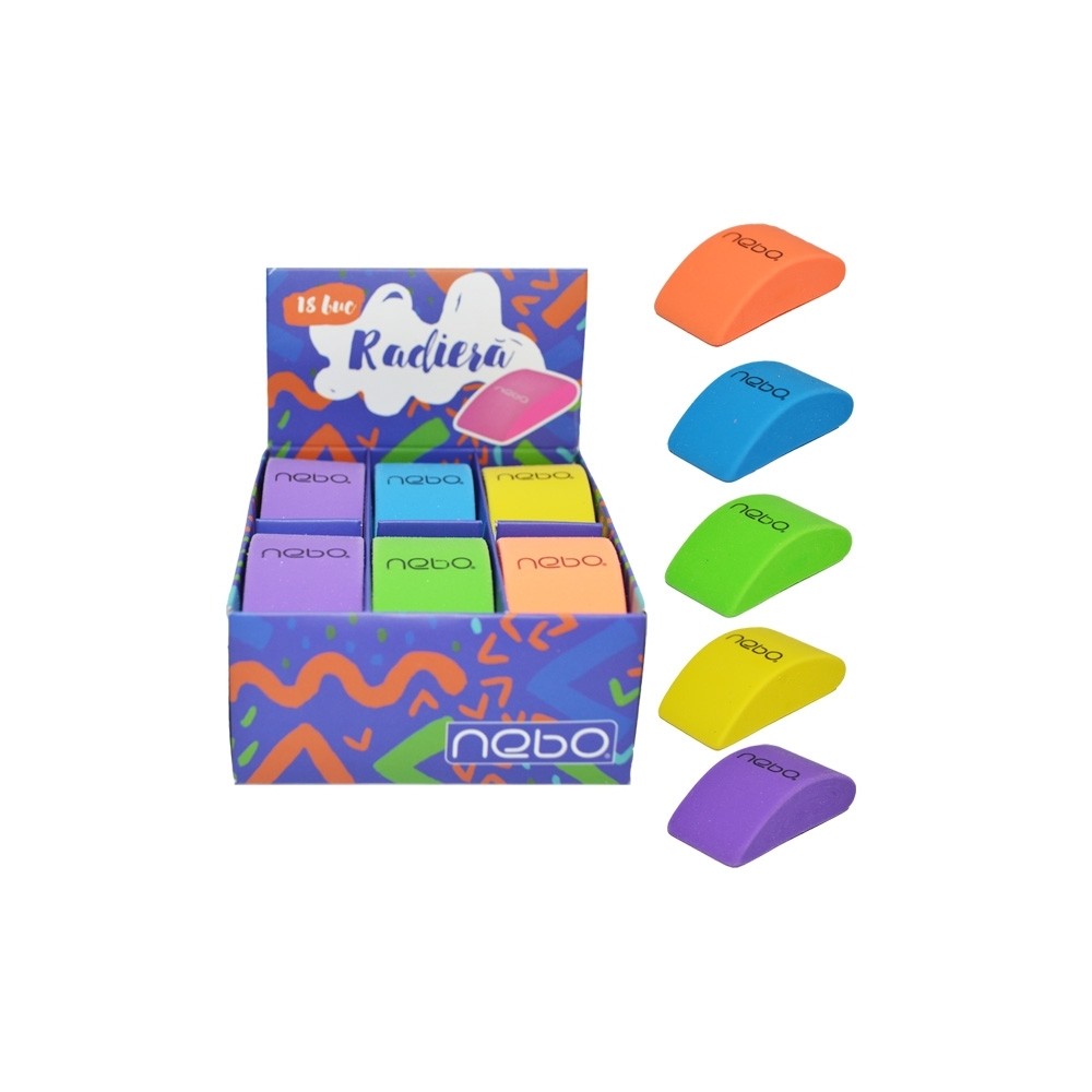 Radiera color, 18 buc/cutie - NEBO 16218 0.840336