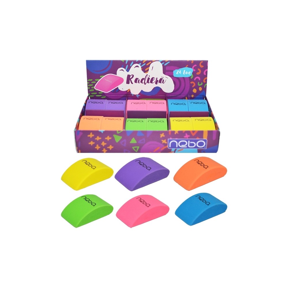 Radiera color, 24 buc/cutie - NEBO 16224 0.840336