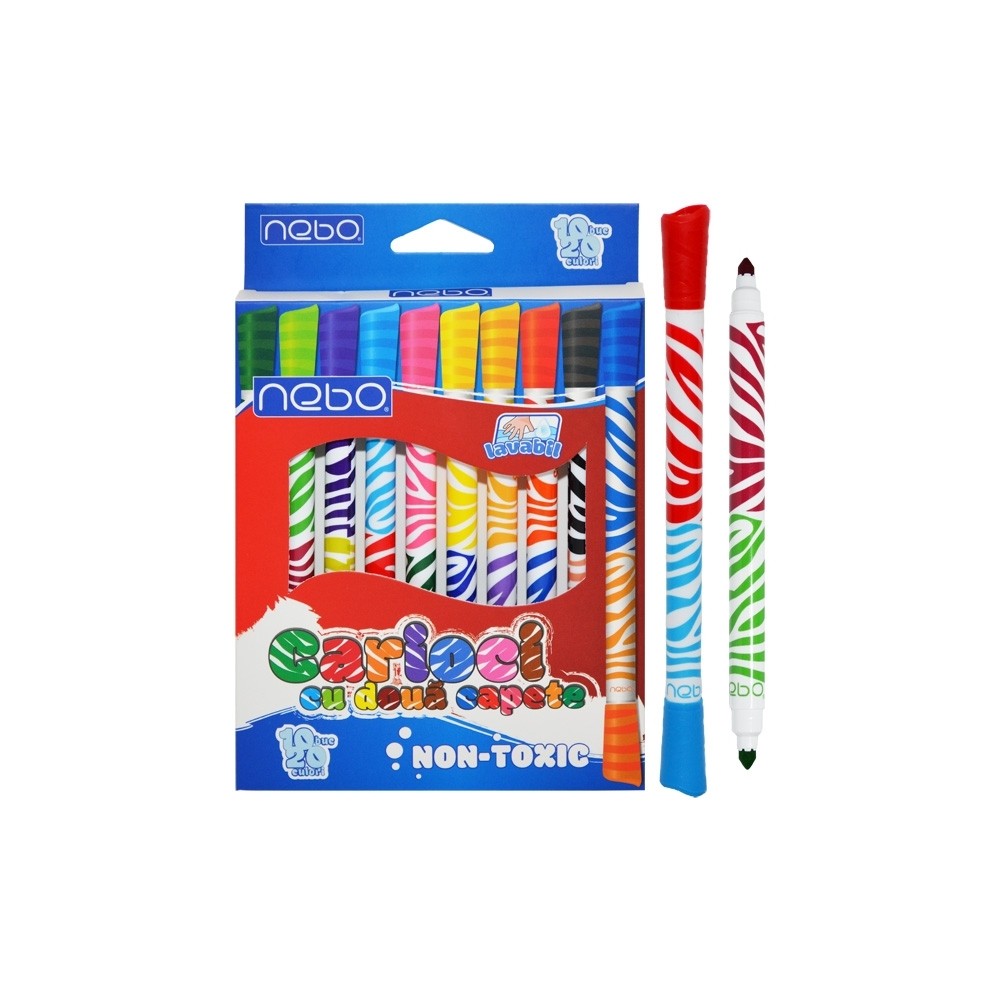 Carioca cu 2 capete 20 culori 10 buc|set - NEBO 16853 11.764706