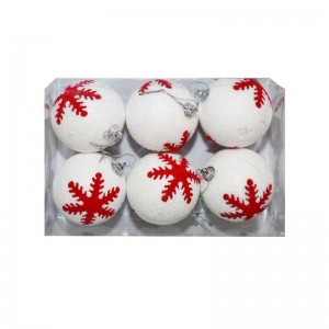 Globuri pom Craciun, albe-desen fulgi nea, 7 cm, 6/set 17AD-2 18.487395