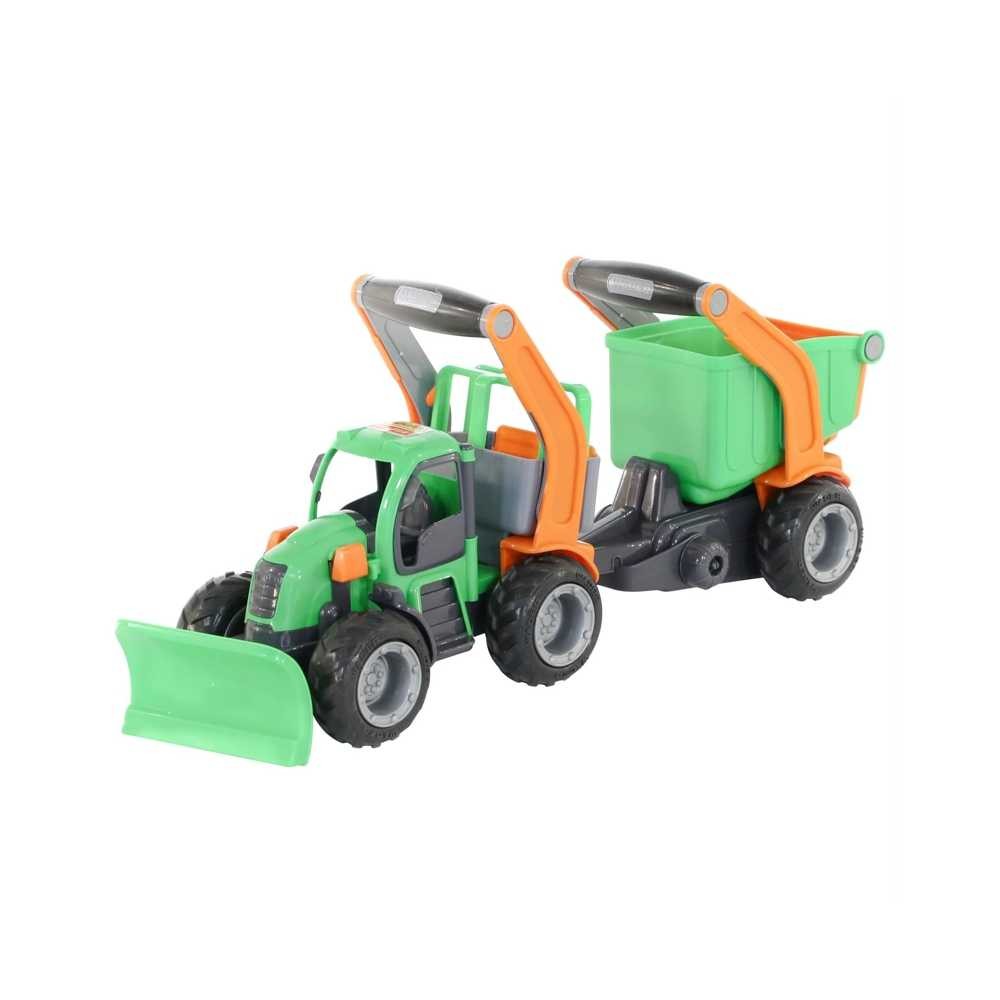 Tractor cu plug si remorca-bazin - GripTrac, 51x14x20 cm, Wader 48400 105.042017