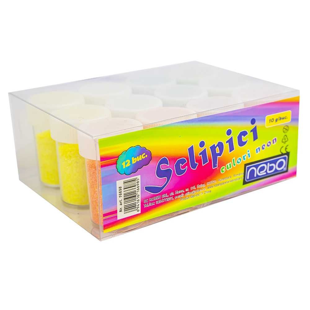 Sclipici, culori neon, 10 g/buc, 12 buc/set - NEBO 16698 11.764706