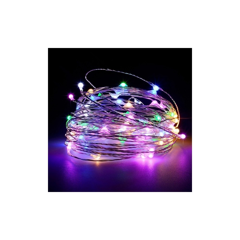 Instalatie pom Craciun, fir cupru, 100 becuri Led, multicolora, 10 m 24.369748
