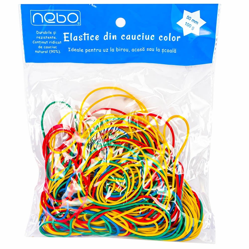 Elastice cauciuc, color, 50 mm, 100 g - NEBO 16899 3.781513
