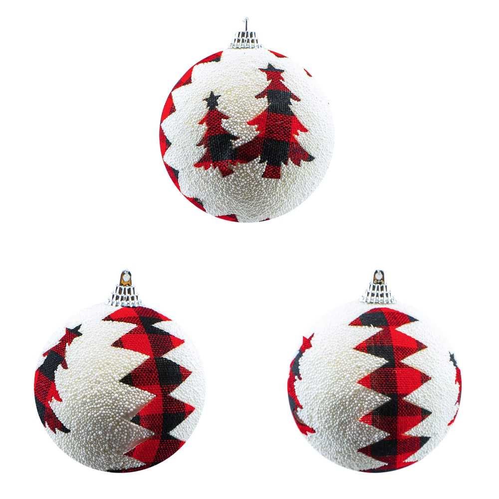 Globuri pom Craciun, albe-braduti, 8 cm, 3/set RF9-023-8 0