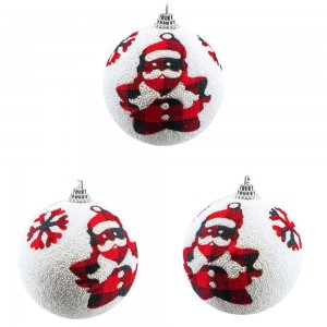 Globuri pom Craciun, albe-Mos Craciun, 8 cm, 3/set RF9-032-8 12.184874