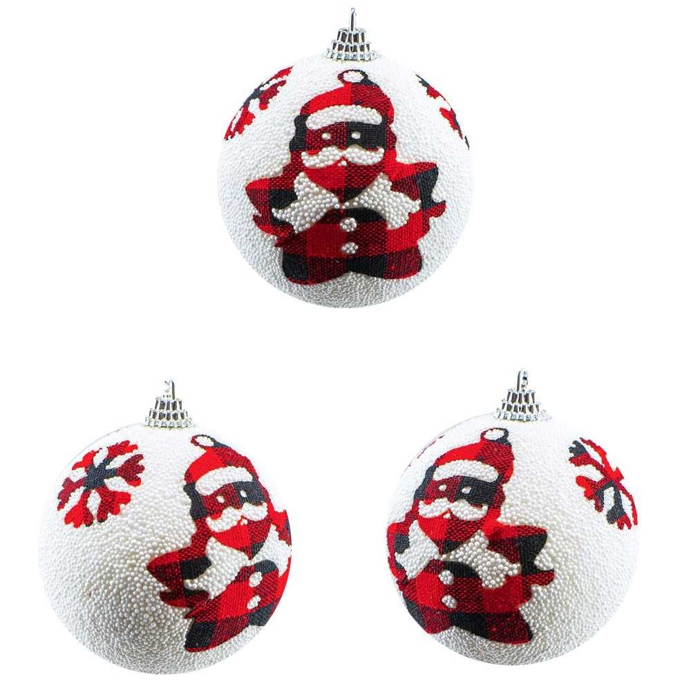 Globuri pom Craciun, albe-Mos Craciun, 8 cm, 3/set RF9-032-8 12.184874