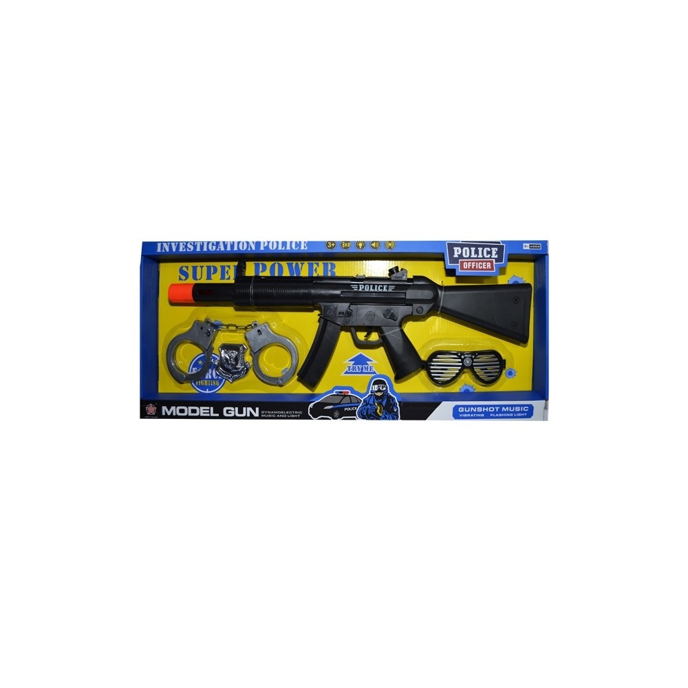 Pistol mitraliera cu baterii + accesorii politie HY8006-1 54.621849