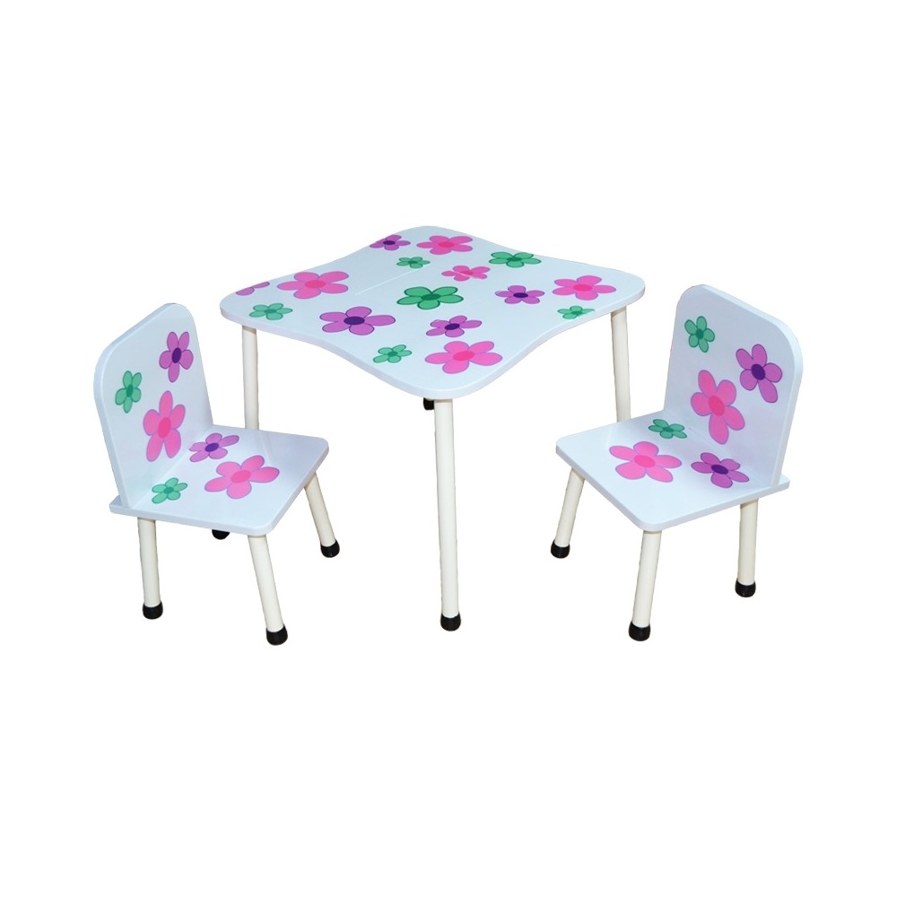 Masuta cu 2 scaunele, MDF+metal/flori DT-30 203.361345