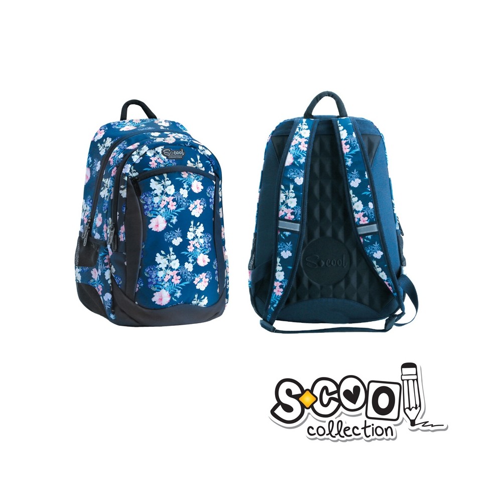 Ghiozdan compartiment laptop, FLOWERS, 43x27x15cm - S-COOL SC1075 117.647059