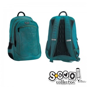 Ghiozdan compartiment laptop, GREEN DOTS, 43x27x15cm - S-COOL SC1081 117.647059
