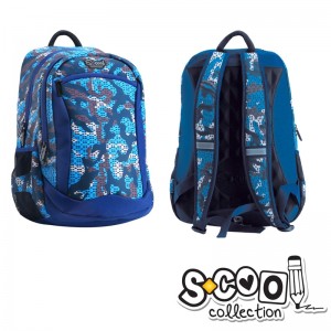Ghiozdan compartiment laptop, BLUE MILITARY, 43x27x15cm - S-COOL SC1078 117.647059