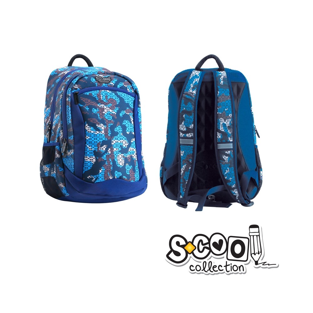 Ghiozdan compartiment laptop, BLUE MILITARY, 43x27x15cm - S-COOL SC1078 117.647059