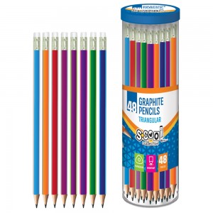 Creion grafit HB, cu radiera, triunghiular, 48 buc/cutie - S-COOL SC009 0.840336