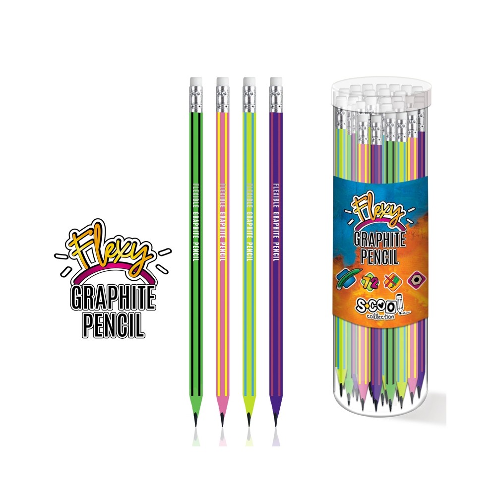Creion grafit flexibil HB, cu radiera, hexagonal, 72 buc/cutie - S-COOL SC601 0.840336
