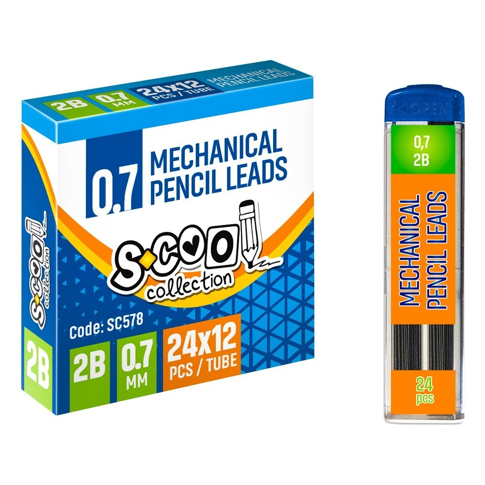 Mine creion mecanic 0,7mm, 2B, 24 buc/set - S-COOL SC578 0