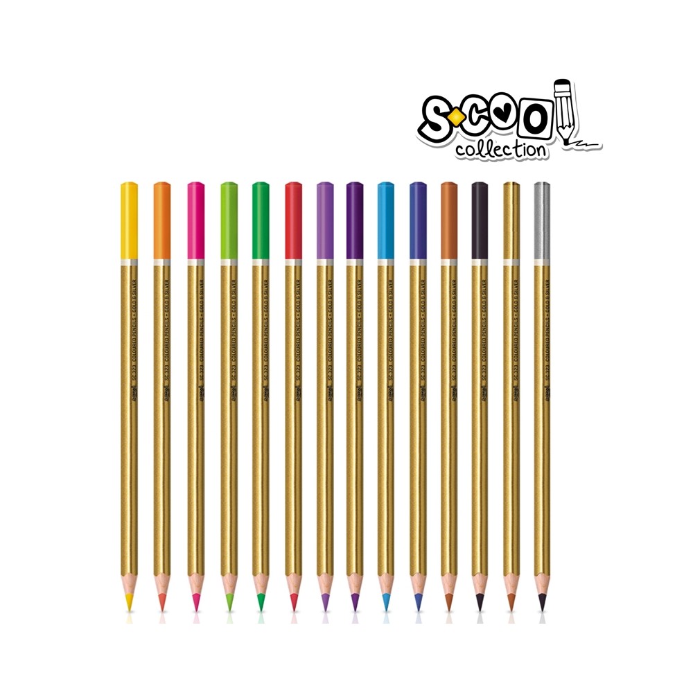 Creioane color,auriu,argintiu, 14 culori/set - S-COOL SC323 8.823529