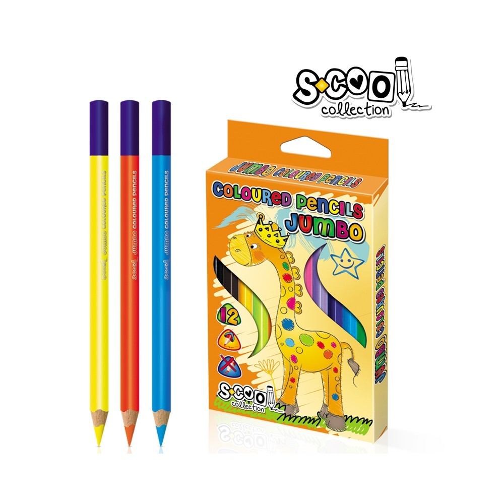 Creioane color, jumbo, 12 culori/set - S-COOL SC181 0