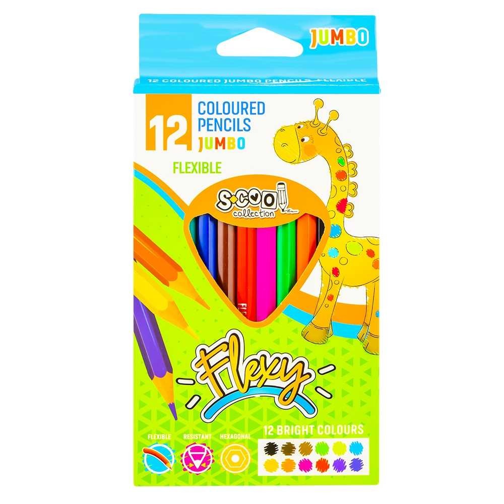 Creioane color, flexibile, jumbo,12 culori/set - S-COOL SC600 10.92437