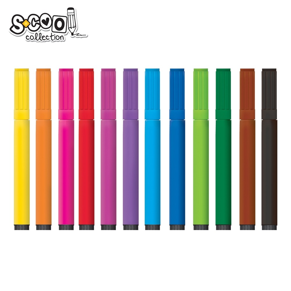 Carioca jumbo, 12 culori/cutie PVC - S-COOL SC326 6.722689