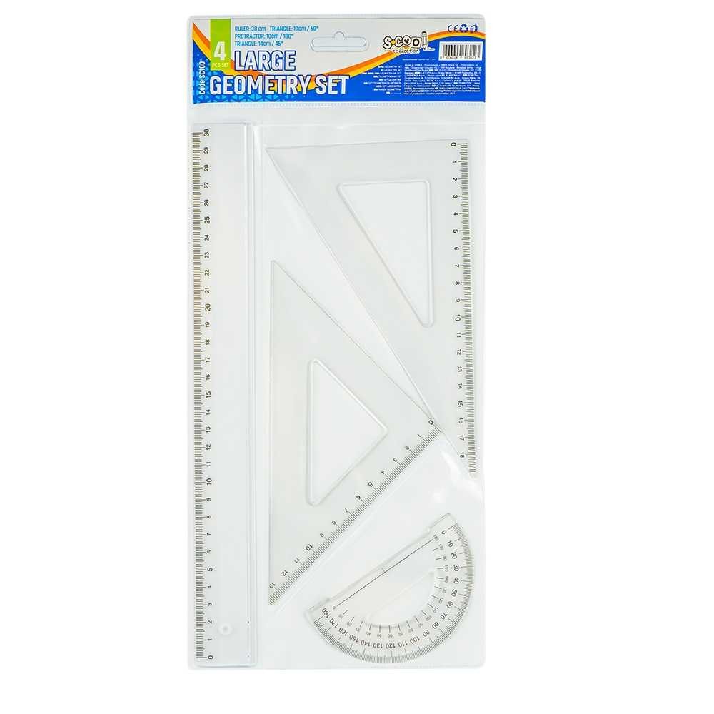 Trusa geometrie, 4 piese/set, liniar 30 cm - S-COOL SC100 6.722689
