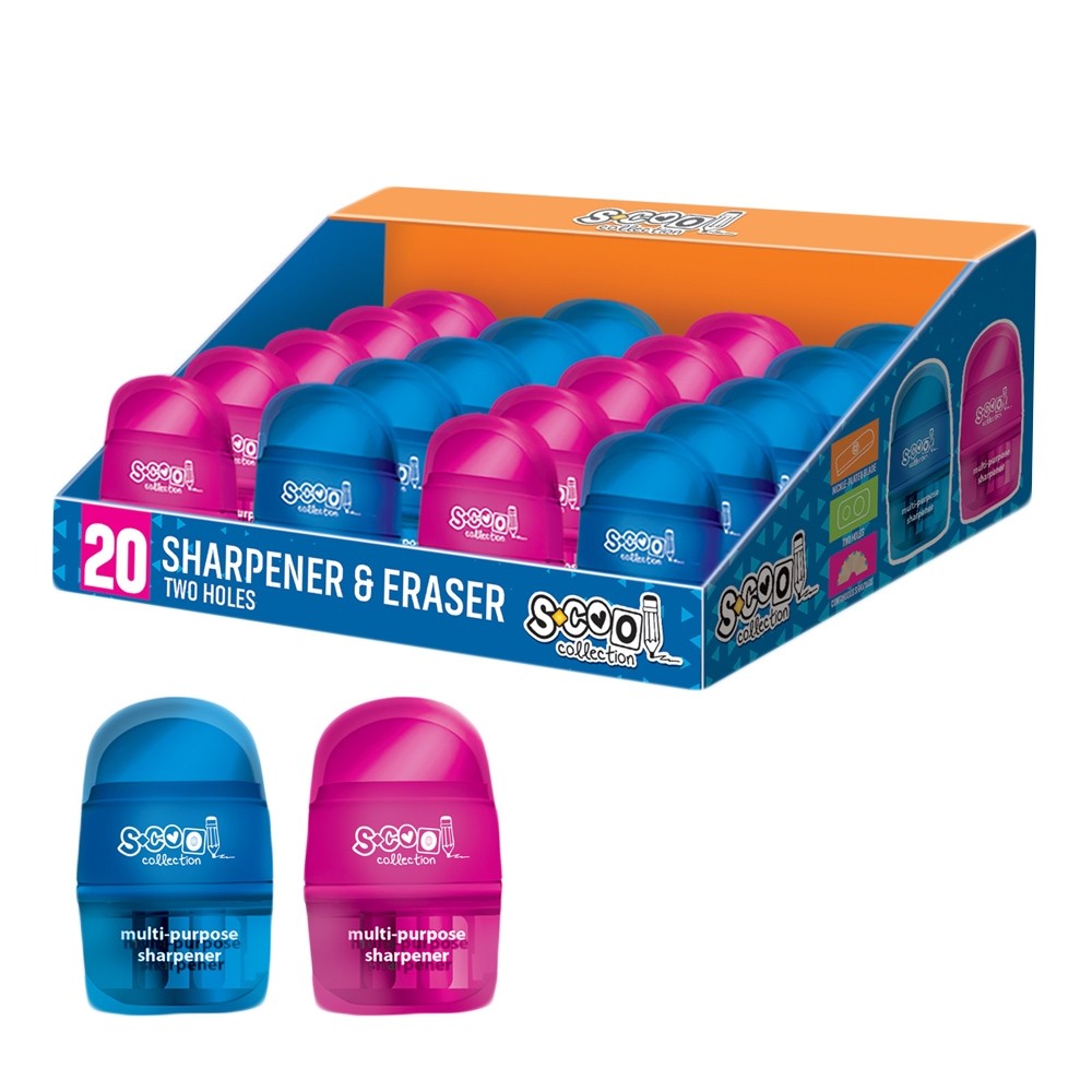 Ascutitoare cu radiera, 20 buc/display - S-COOL SC569 5.462185
