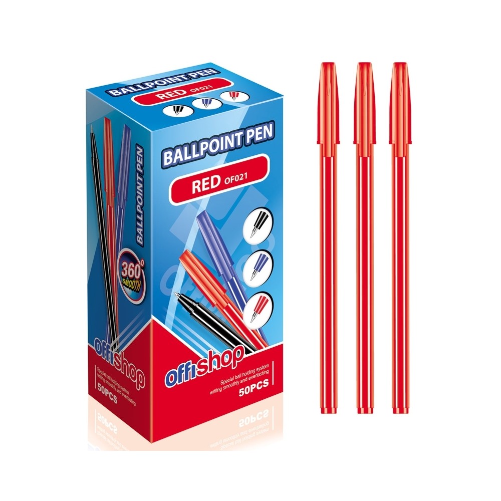 Pix cu capac, mina rosie, 50 buc/set - OFFISHOP OF021 0.840336
