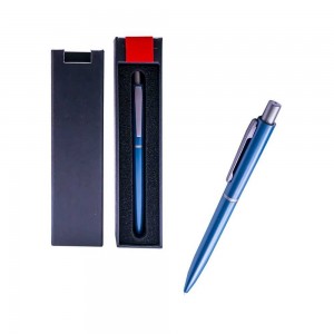 Pix metal bleumarin in cutie cadou, cu mecanism, mina albastra - OFFISHOP OF414 18.487395