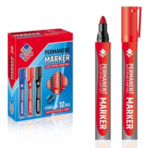 Marker permanent rosu, 2-4 mm, 12 buc/set - OFFISHOP OF094 1.680672
